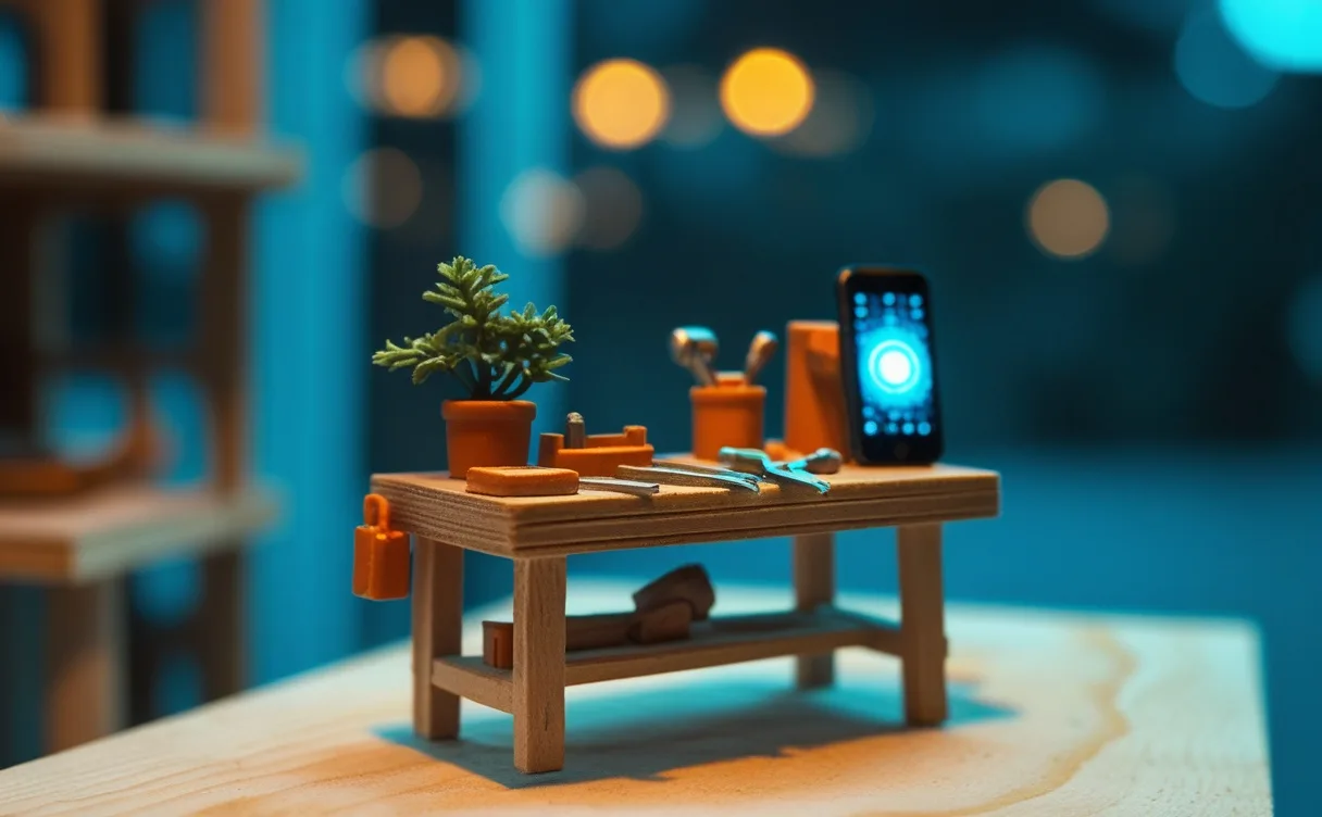 Miniatuur diorama-illustratie bij artikel 'AI voor je tuin en klussen: welke apps werken echt?'