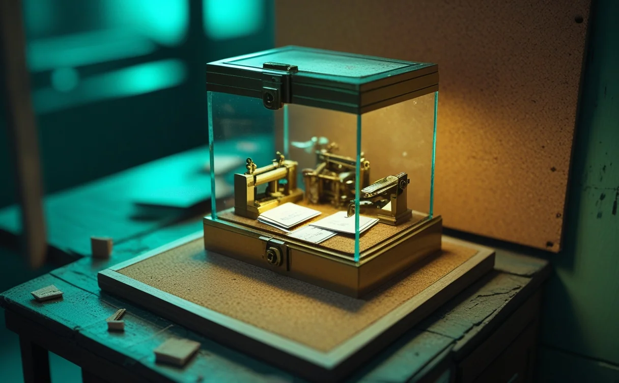 Miniatuur diorama-illustratie bij artikel 'Homomorfe encryptie: AI rekent op data die versleuteld blijft'