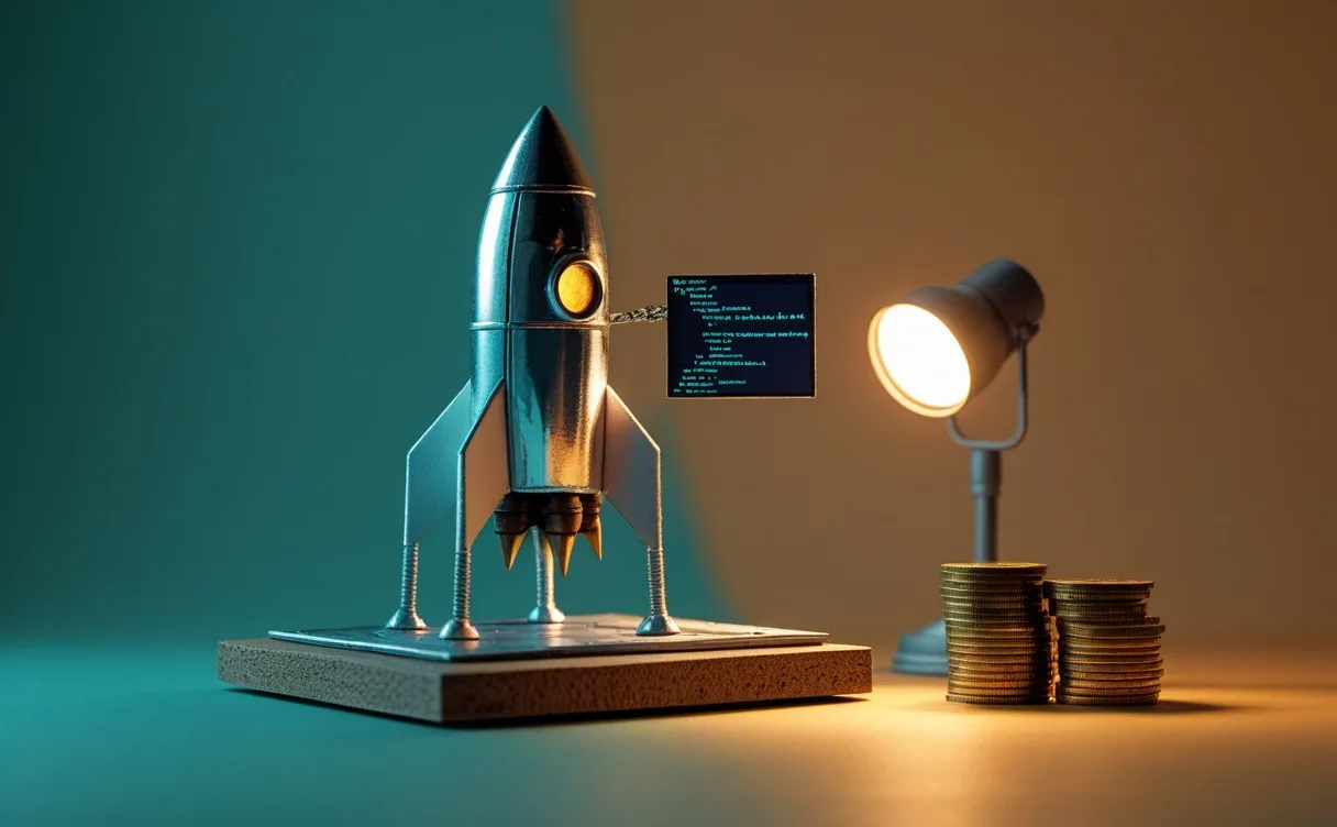 Miniatuur diorama-illustratie bij artikel over SpaceX die codeertool Cursor overneemt