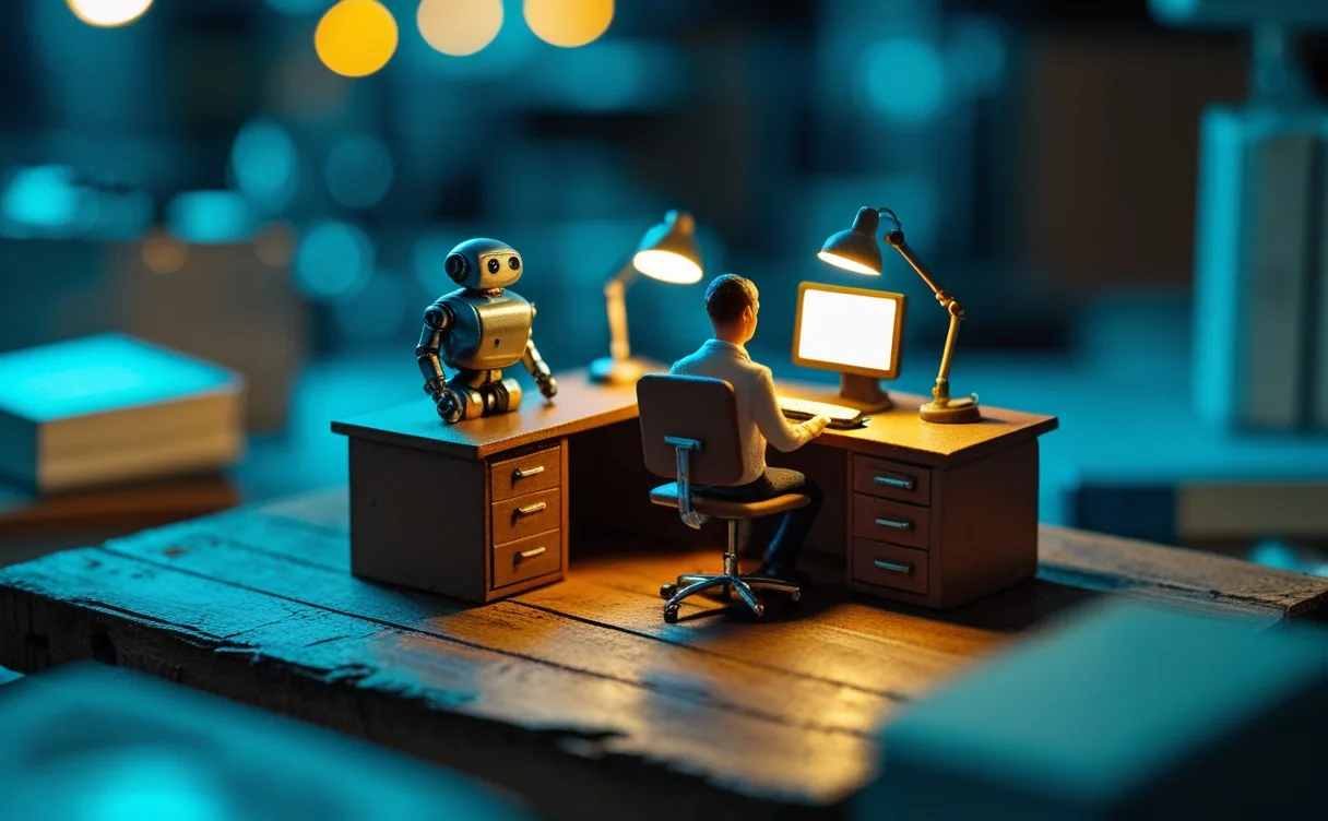 Miniatuur diorama-illustratie bij artikel 'Bij Virtual Computing is AI geen experiment meer, maar een digitale collega'