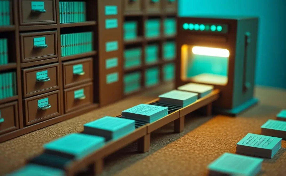 Miniatuur diorama-illustratie bij artikel 'Wat is RAG? Retrieval-Augmented Generation uitgelegd in gewone taal'